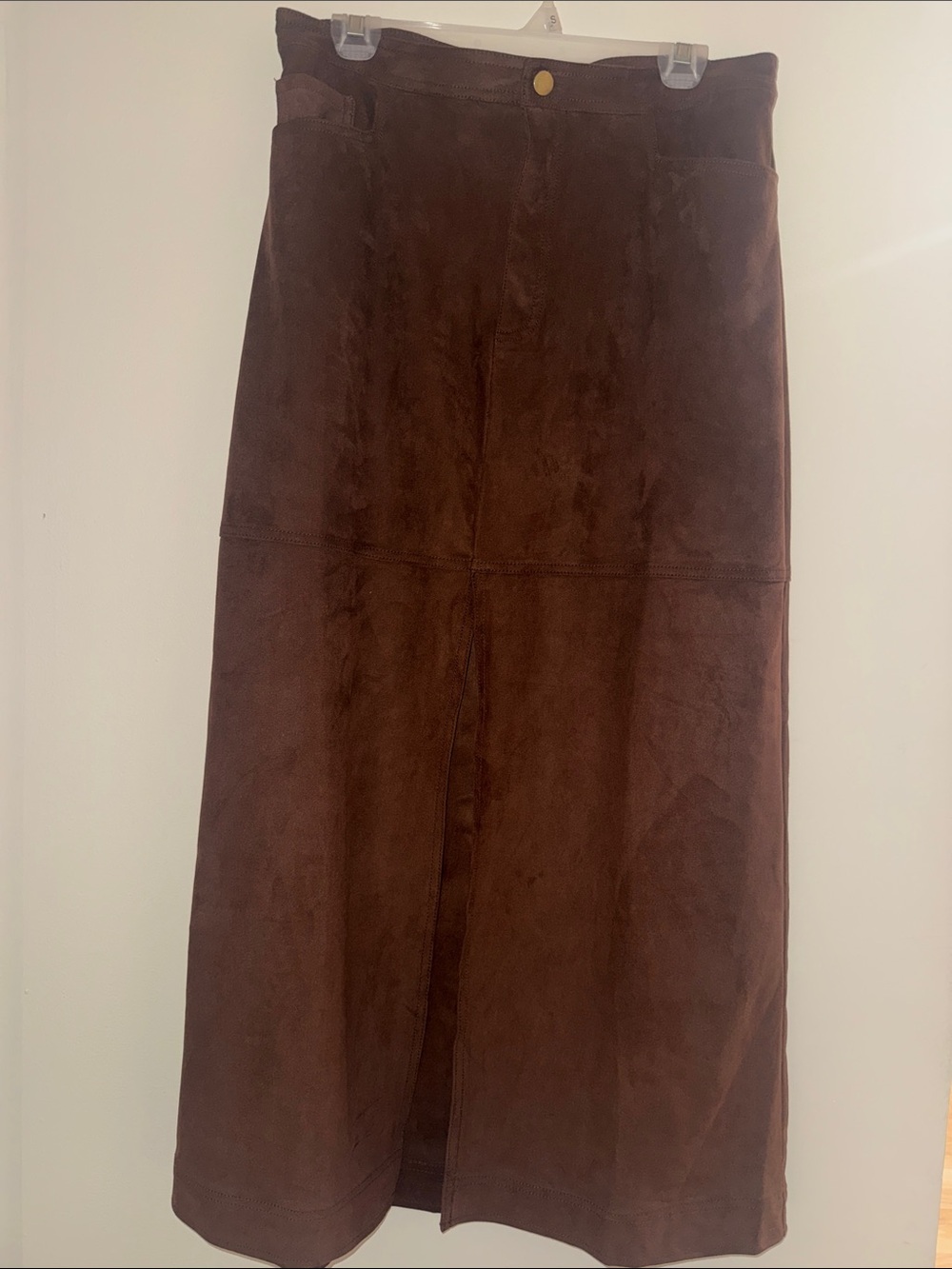 Free People Brown Faux Suede Maxi Skirt